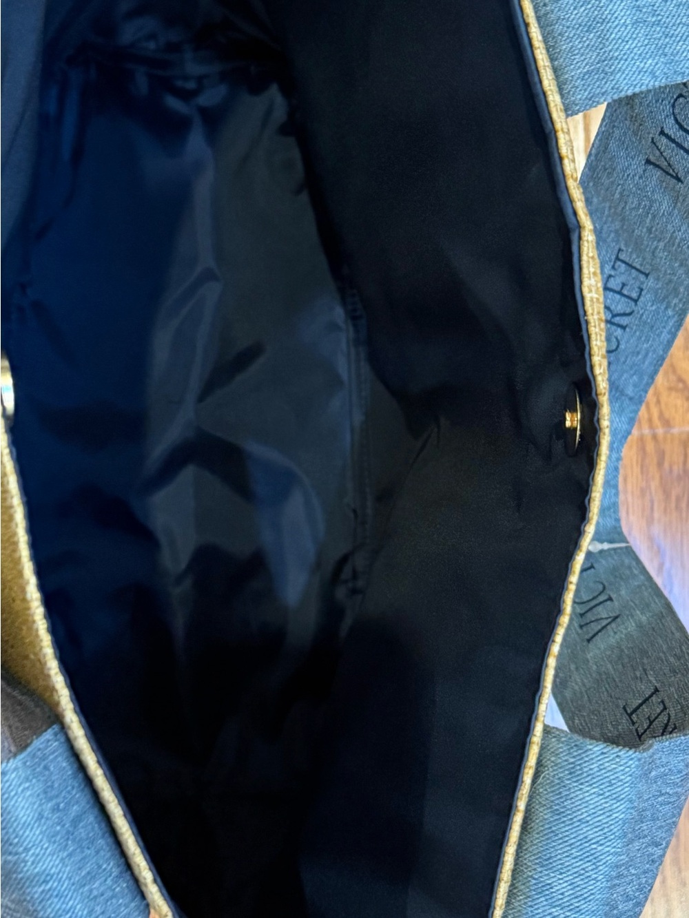 NWT! Victoria's Secret Tote with Denim Blue Straps - Picture 6 of 7